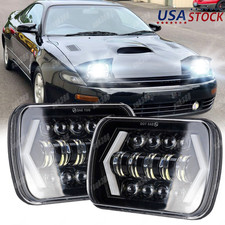 Pair 7x6'' 5x7 LED Headlights DRL For Toyota Celica 1982 -1993 MR2 Tacoma Tercel
