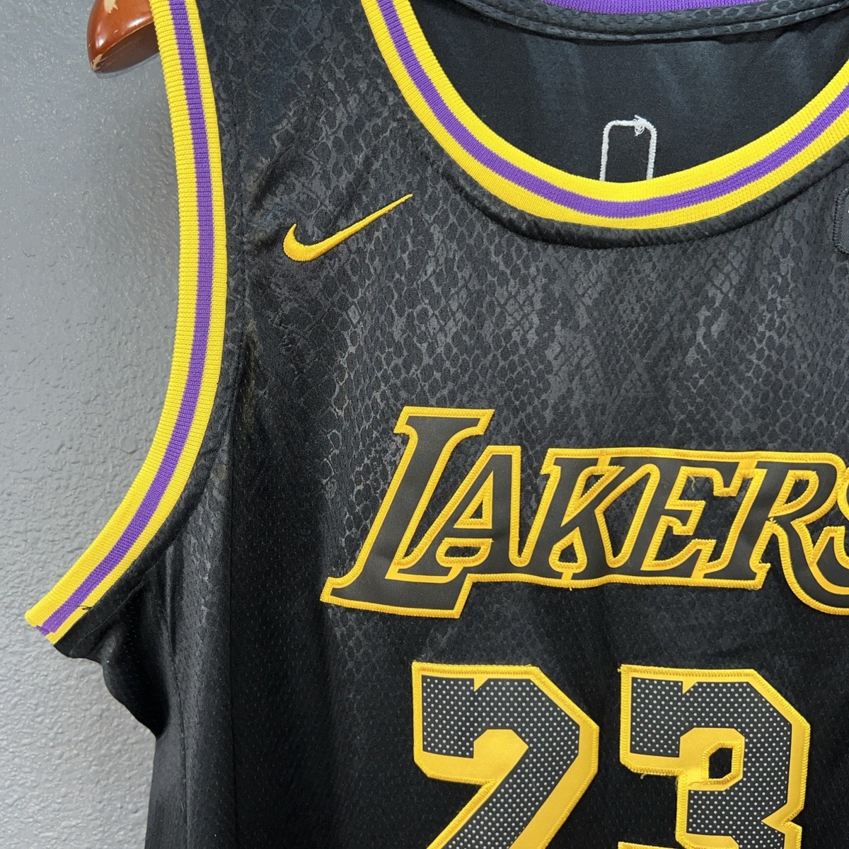 Nike Lakers LeBron James #23 Black Wish Swingman Snakeskin Jersey