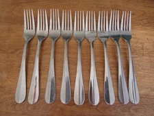 Cambridge Aurora Stainless Steel 8 1/4" Place Dinner Forks set of 9