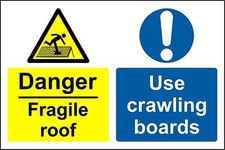  Warning Danger fragile roof use crawling boards safety signs