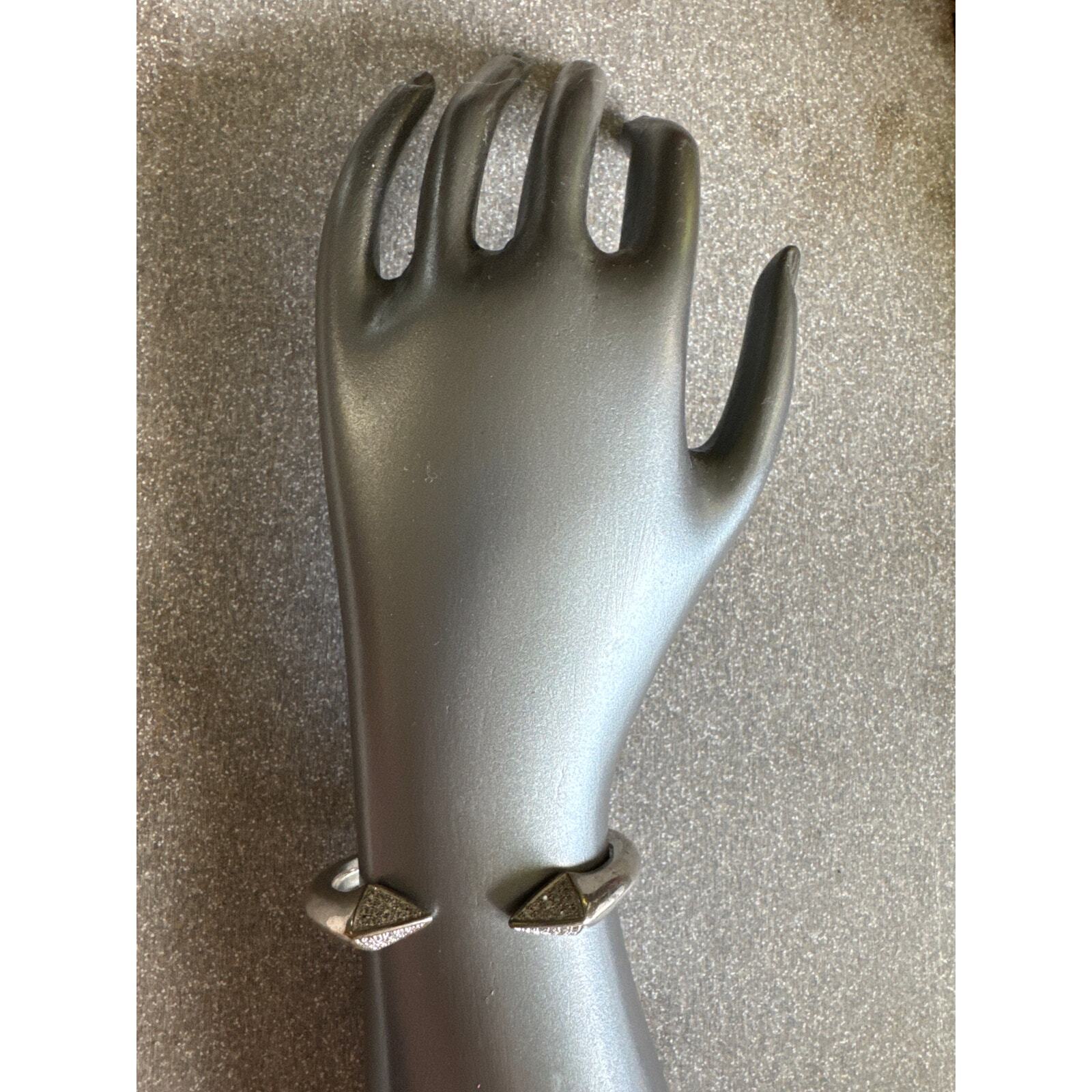 MM Hinged Cuff, Triangular Rhinestone SilverTone … - image 2