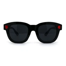 SA106 Heart Rhinestone Jewel Trim Thick Horn Rim Sunglasses