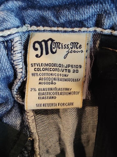 Miss Me Jeans Damen 27 Boot Cut Distressed Bling Fleur Taschen Western Denim Blau - Bild 11 von 11