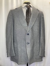 1960s Mens Blazer 45R Tweed Gray Herringbone Sport Coat Suit Jacket USA De Rossi