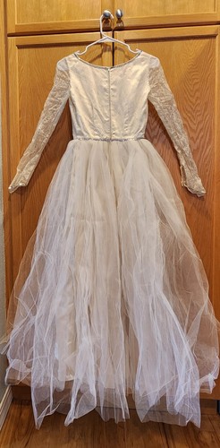 VINTAGE HANDMADE 1956 WEDDING DRESS RHINESTONE LACE SATIN GORGEOUS - Picture 4 of 9