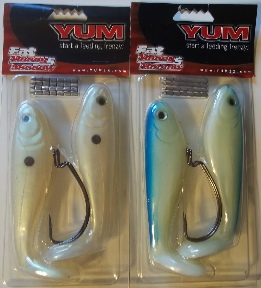 2) Pack YUM Fat Money Minnow Paddletail Swimbait(Mixed Color