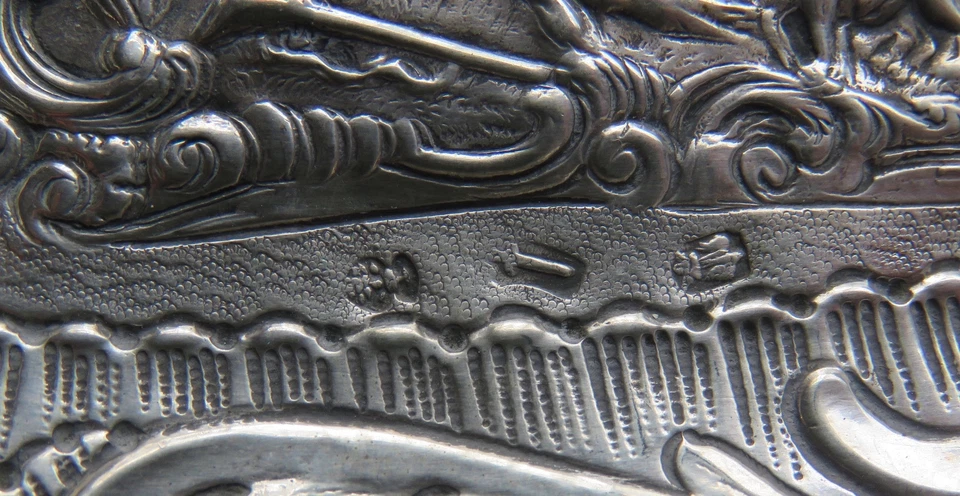 Antique Hanau .800 Silver Sweetmeat Two Handled Repouse Tray Mid 19th Century - Image 4 of 4