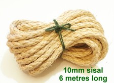 6m Long Sisal 10mm Rope Extra Strong Natural Eco Plant Fibre Craft DIY Pets Cats