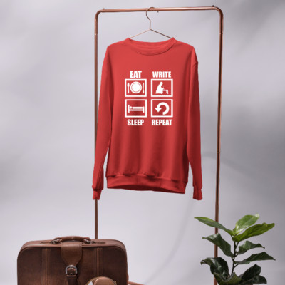Eat Sleep Write Repeat Sweatshirt Novelist Writer Books Lyricist Poetry Gift