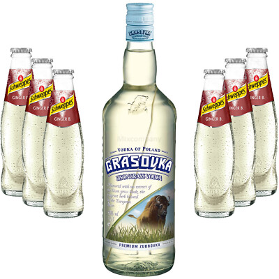 Moscow Mule Set - Grasovka Vodka 1L (40% Vol) + 6x Schweppes Ginger Beer 200ml 