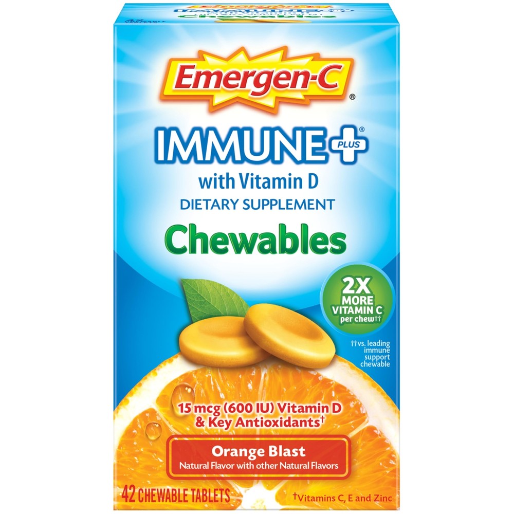 Immune+ Chewables 1000mg Vitamin C with Vitamin D Tablet, Immune Support Dietary