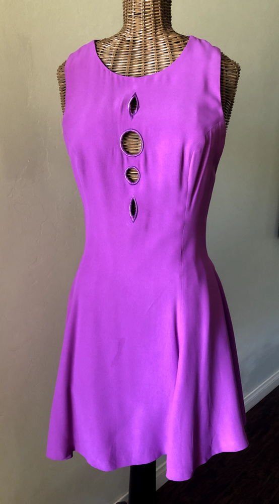 NWOT Vintage Versace Purple cutout mid length dress size 38