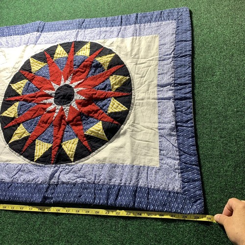 VTG JC Penney Patchwork Star Blue Black Yellow Red 24" x 29" Shams Country Quilt - Picture 3 of 8