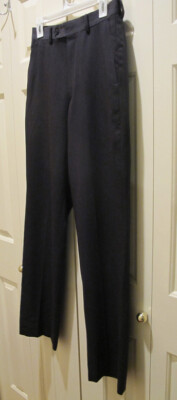 Pronto Uomo Trousers Wool Mens Dress Pant Size 29 Dark Grey flat front FREE H