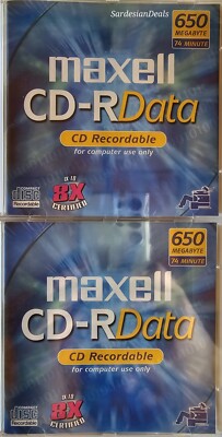  (2)Maxwell CD-R 650 MB CD Recordable 74 Minute 1X to 8X Compatible New Sealed