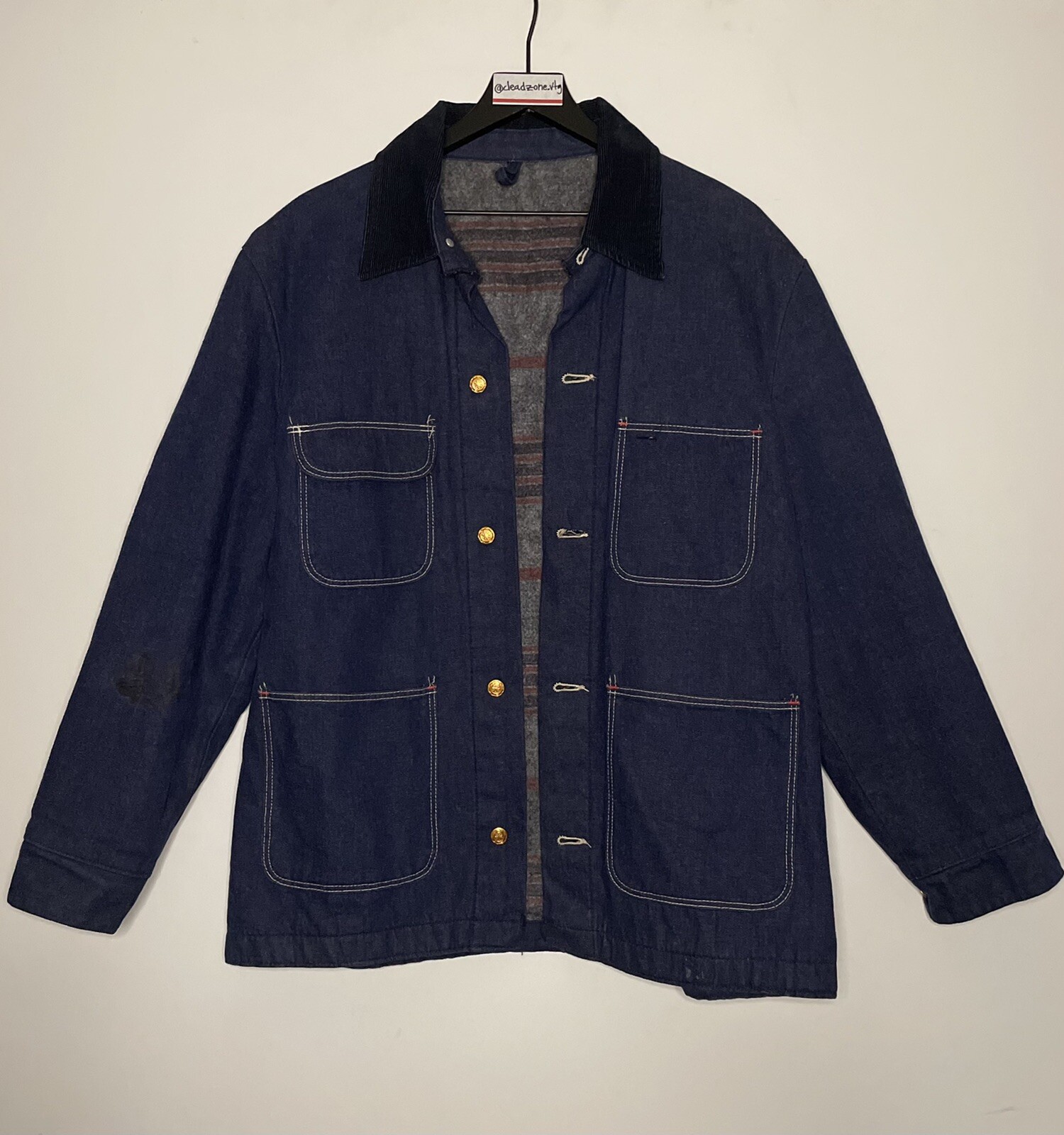 vintage Wrangler blanket lined denim chore jacket coat sanforized Blue Bell