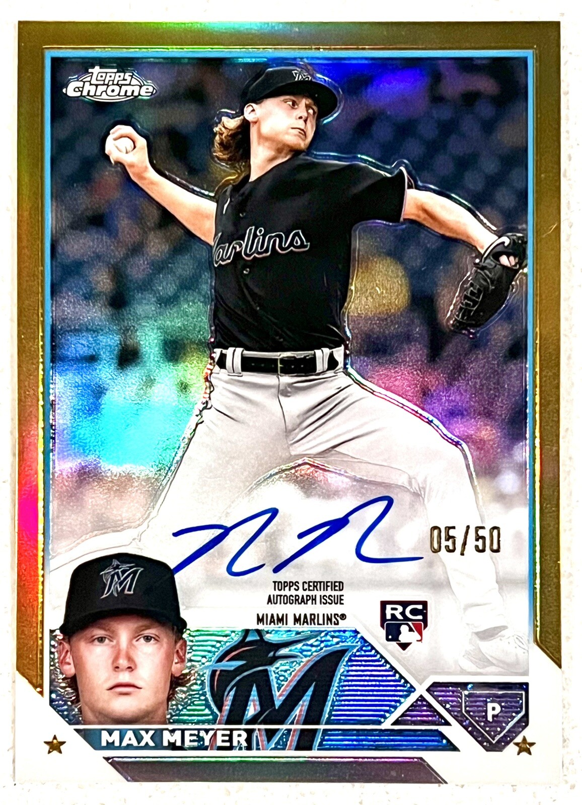 2023 Topps Chrome MAX MEYER Rookie Auto Gold Refractor /50 RC Autograph Marlins