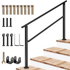 VIVOSUN Iron Outdoor Handrail,3-4 Step Stair Railing, 54"x36" Fits 1 to 4 Steps