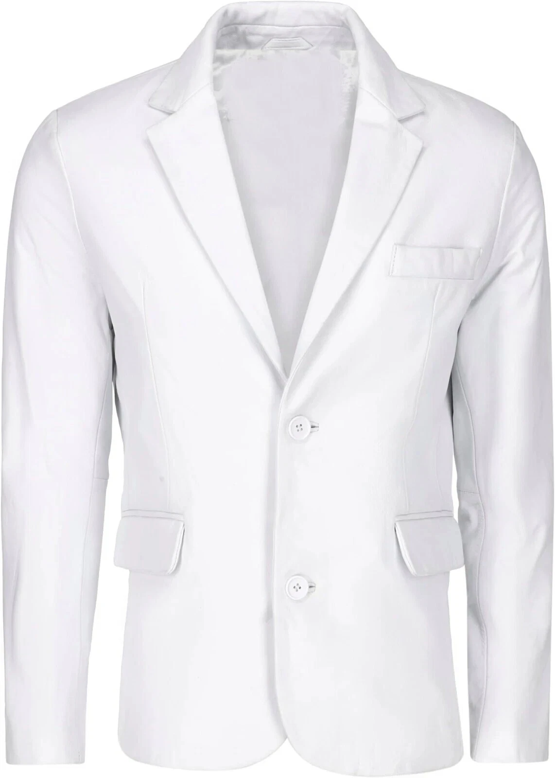 New Men's White Leather Blazer 100% Soft Lambskin Slim Fit Coat Two ButtonBlazer
