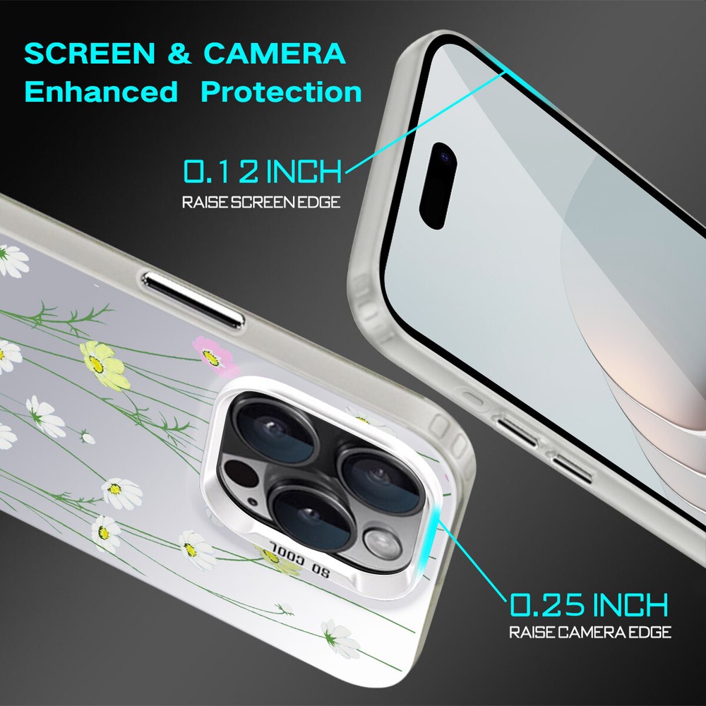 Floral Shockproof Phone Case for iPhone 15 Pro Max 14 16 Samsung S23 S24