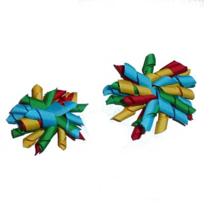 Puppy Bows primary  multi Korker loop collar slide 4''  dog bow 2'' pet hair clip