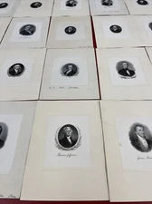 (32) US President 6x9 Antique Portrait Print Lot! 1940s Jefferson,Grant,Jackson