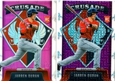 Lot of 2 #'d /50 /99 JARREN DURAN Pink Purple Mojo Prizm 2022 Panini Crusade #4