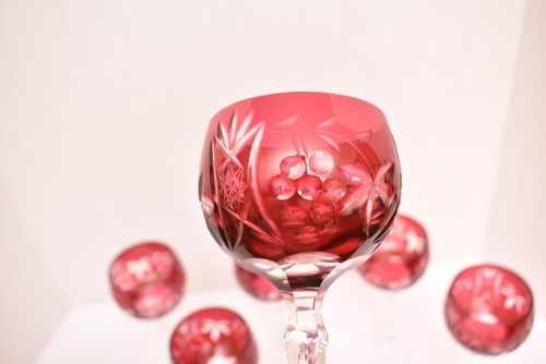 SET 6 BOHEMIAN CZECH CUT TO CLEAR CRYSTAL CHAMPAGNE WINE GLASSES GOBLET RED HOCK - Picture 8 of 8