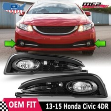 2013-2015 Fog Lights For Honda Civic 4 Door Sedan Clear Bumper Driving Lamp Pair
