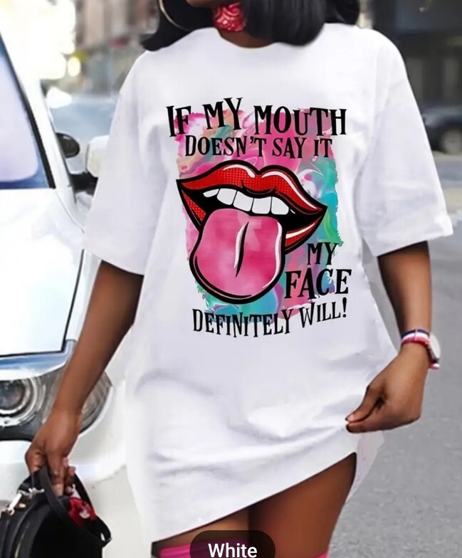 lips t shirt dress Juneteenth T-shirt Dress with Bold Lips