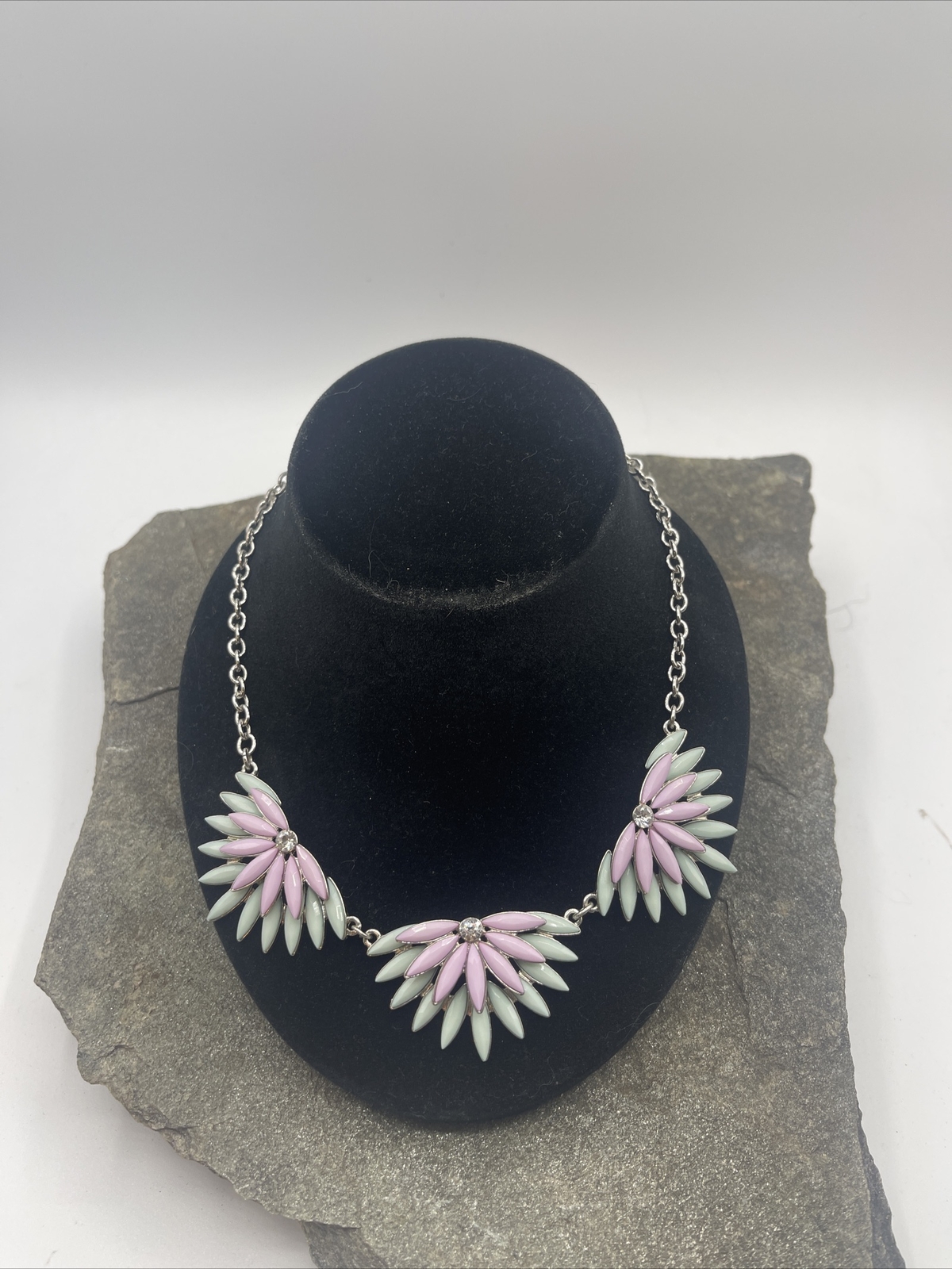 Bib Statement Necklace Multicolored Rhinestone Ch… - image 2