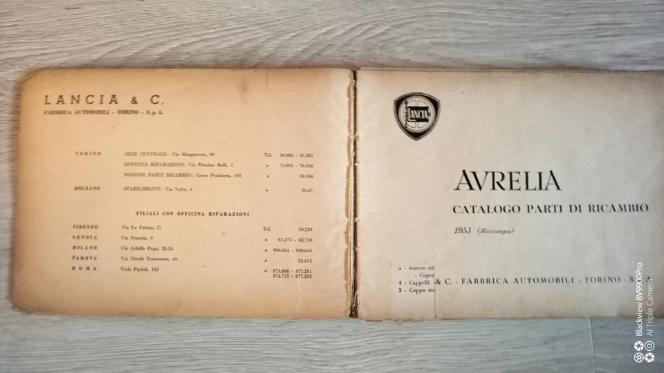 LANCIA AURELIA Catalogo part di ricambio. Spare parts Catalogue.  Originale.  Foto 3 de 4