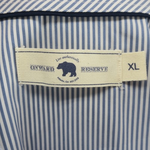 Onward Reserve Button Up Shirt Mens Size XL Tailored Fit Blue White Striped - Picture 7 of 8