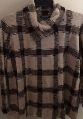 NWT~RALPH LAUREN PLUS~PLAID FOLD OVER COLLAR CARDIGAN SWEATER~SIZE 1X~NEW~$189