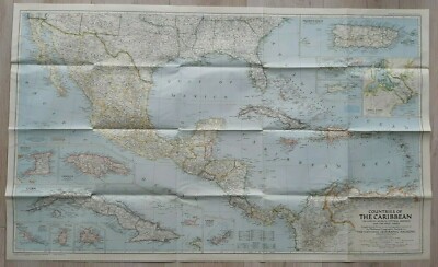National Geographic Map - Countries of the Caribbean. (Oct, 1947).