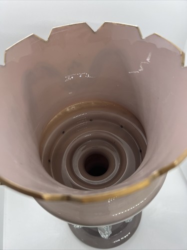 Antique c. 1870 Victorian Pink Opaline Glass 14” Mantle Luster w/ Gild & Prisms - Picture 4 of 8
