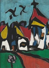 Outsider ink painting on gloss paper by French artist Gérard Sendrey 1994