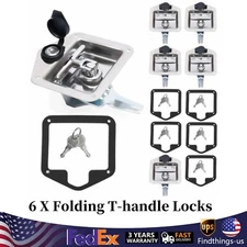 6 X Folding T-handle Locks - Bent up Tongue Stainless Steel Door Latch USA
