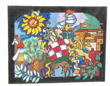 E Peterson /S Roberts Tribes on Black Tallis Bag Handpainted Needlepoint Canvas
