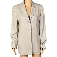 Valerie Stevens 100 Pure Silk, beige blazer with pockets. Size 8. EUC