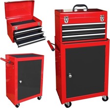 2 In 1 Rolling Tool Chest Organizer Box With Lockable Wheels Detachable Top
