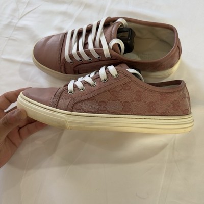 Gucci Gg Monogram Low Top Sneaker In Rosa Leder Damen Rosa Größe 38 EU 5 UK