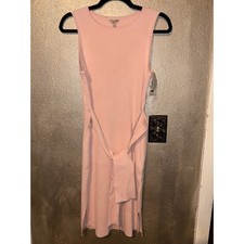 Guess Preppy Academia Professional Pink Ribbed Sleeveless Belted Dress NWT
