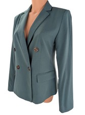 Ann Taylor Woman's Size 4 Green Lined Faux Pockets Double Breasted Career Blazer