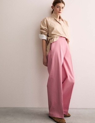 M&S - Jaeger Womens Wide leg Trousers in Pink
