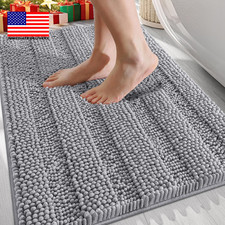 Thick Bathroom Rugs 30X20, Extra Soft Absorbent Chenille Striped Bath Rugs, Rubb
