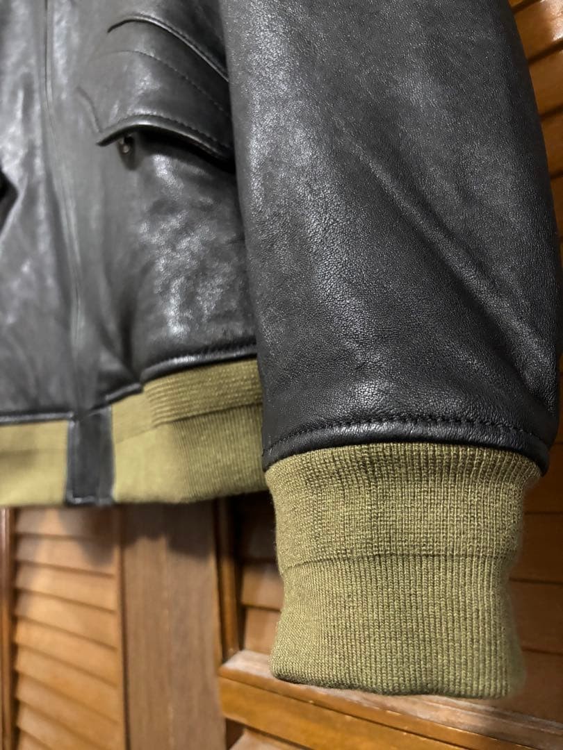 Buzz Rickson's Flight Jacket Sheepskin Leather Bl… - image 6
