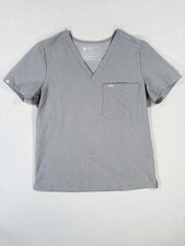 FIGS Technical Collection Catarina Gray V-Neck Scrub Top Women's S Nurse Medical