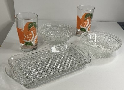 anchor hocking- Wexford Pattern And Orange And Leaf Glassware