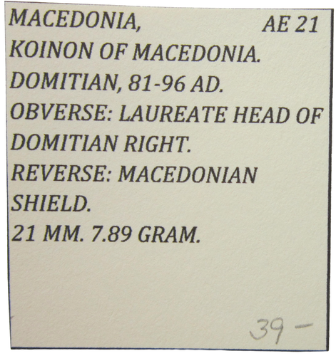 MACEDONIA, KOINON DI MACEDONIA. AE 21. DOMIZIANO, 81-96 AD. SCUDO MACEDONE. - Foto 3 di 3